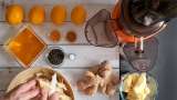 Jus de gingembre avec du miel, du citron, du thé vert, du curcuma, de la cannelle et de la menthe - Préparation step 1