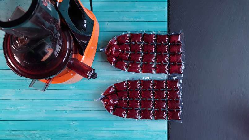 Jus d'aronia au pollen, gingembre et citron congelé en sachets de glaçons, photo 4