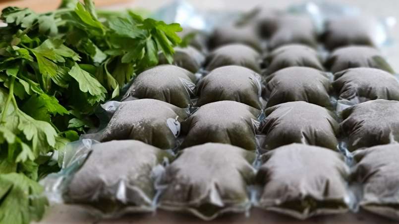 Jus de persil avec citron vert en packs de glace, photo 4